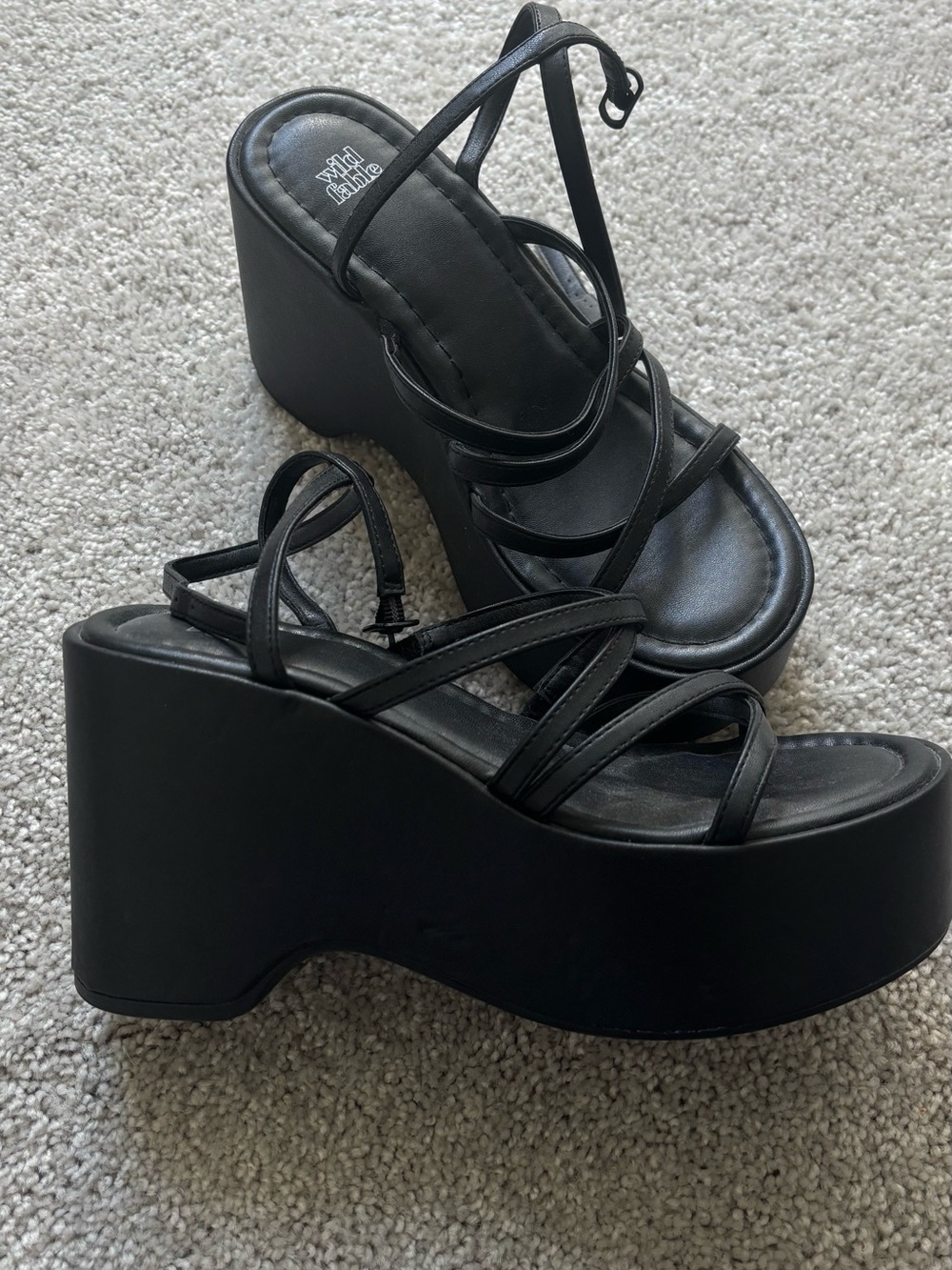 wild fable Black Strappy Platform Wedge Sandals